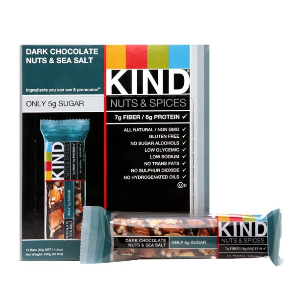 Be Kind Nut Bars Dark Chocolate Nuts & Sea Salt 40g 12 Pk