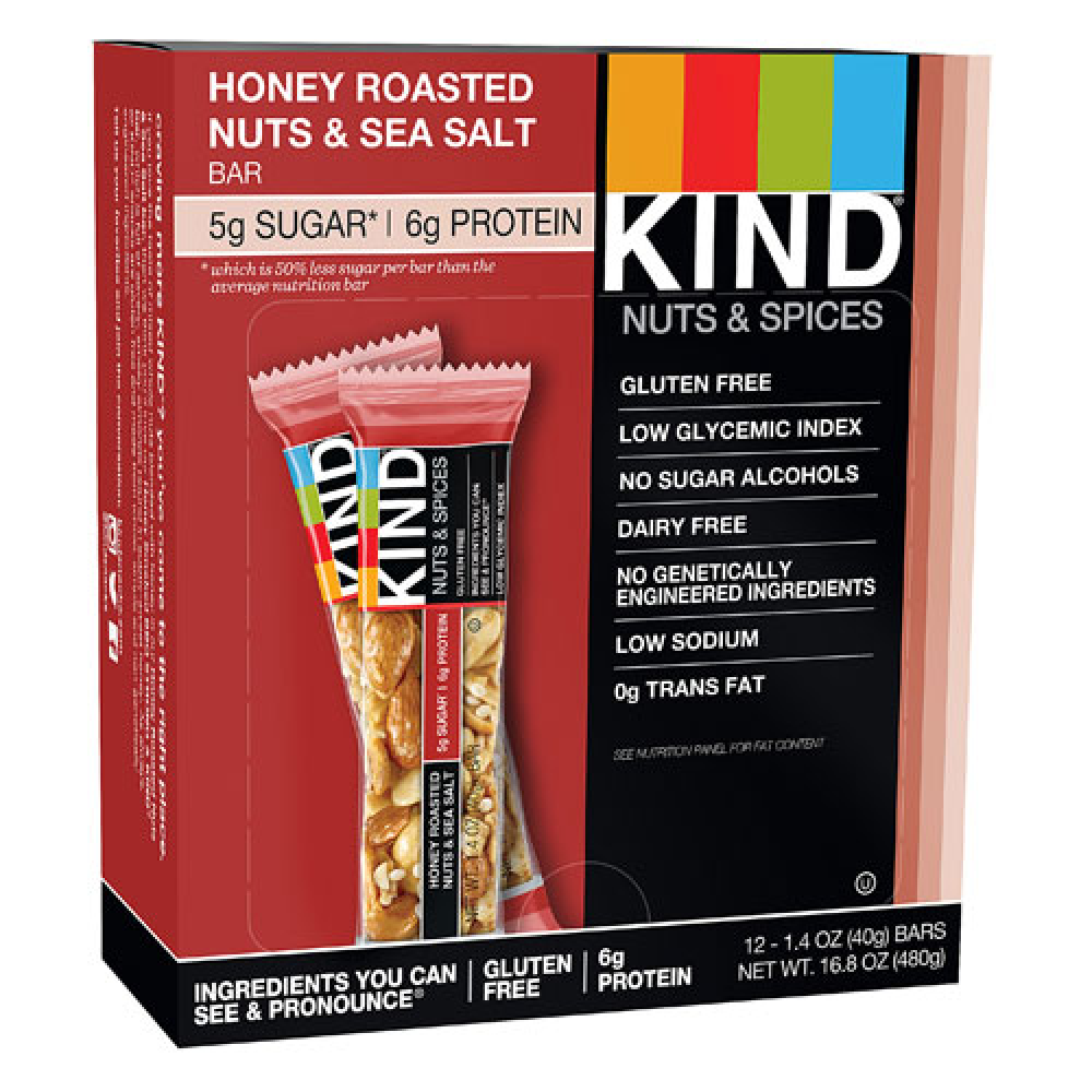 Be Kind Nut Bars Honey Roasted Nuts & Sea Salt 12 Pk ...