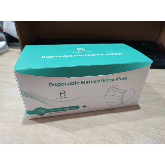 Breathe Free Disposable 3-ply Medical Surgical Face Mask 50 Pieces