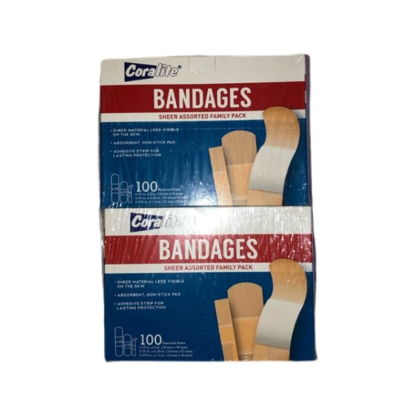 Coralite Bandage Sheer Family Pack Plasters 100 Pieces