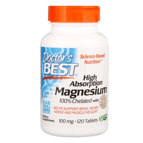 Doctor's Best High Absorption Magnesium 100% Chelated 100mg 120 Tablets