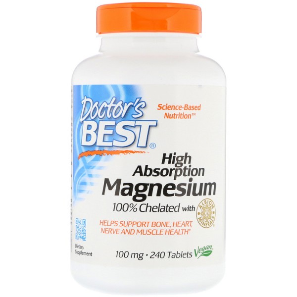 Doctor's Best High Absorption Magnesium 100% Chelated 100mg 240 Tablets