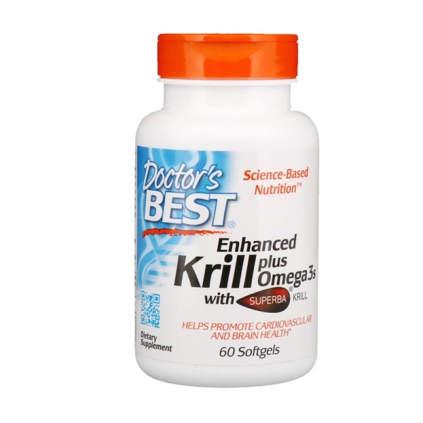 Doctor's Best Real Krill Enhanced plus Omega 3s 60 Softgels