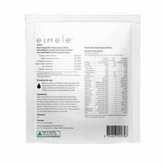 Eimele Vanilla Meal Replacement Shake 7 x 55g