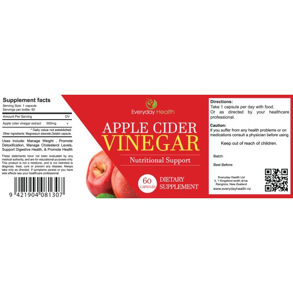 Everyday Health Apple Cider Vinegar 60 Capsules