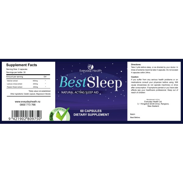 Everyday Health Best Sleep Natural Sleeping Pills 60 Capsules