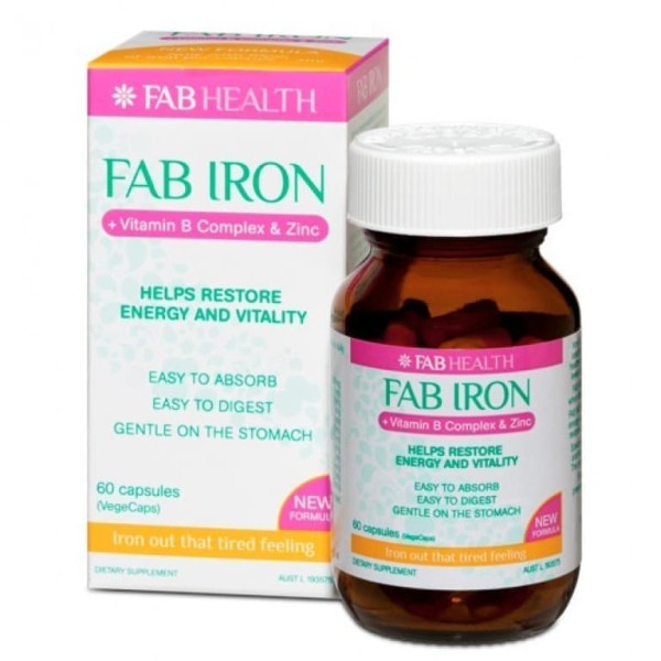 Fab Iron Vitamin B Complex & Zinc 60 Capsules