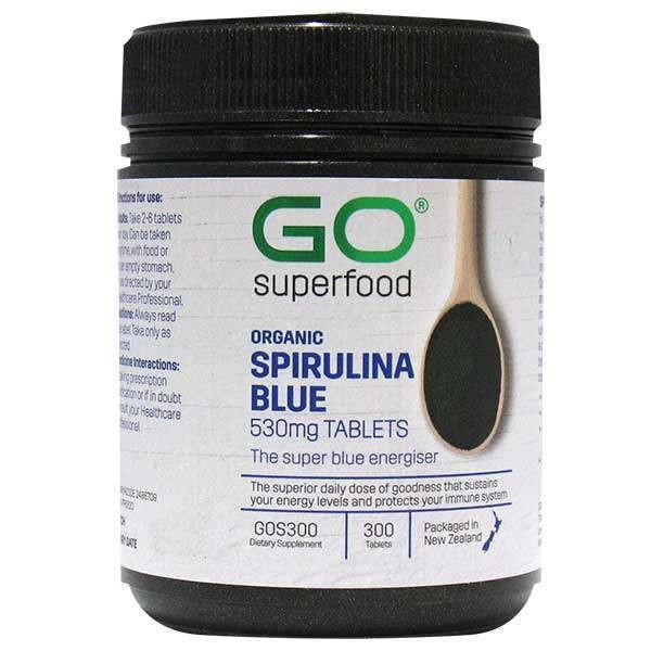 GO Healthy GO Superfood Organic Spirulina Blue 530mg 300 Tablets