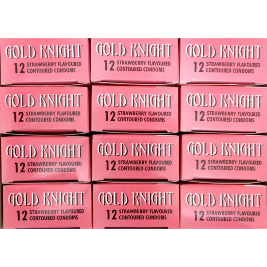 Gold Knight Condoms Strawberry Flavoured 56mm Width 144s