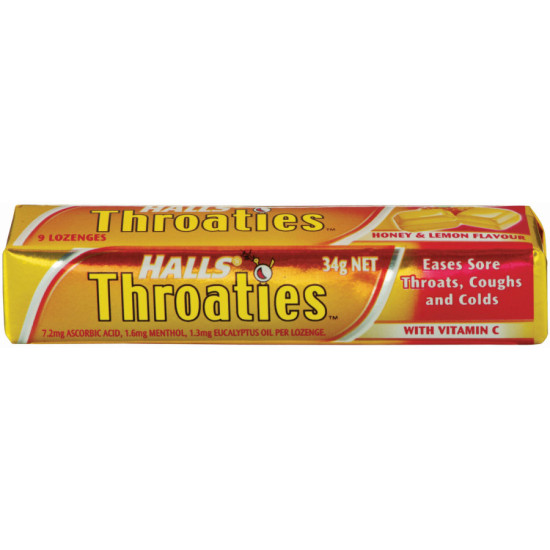 Halls Honey & Lemon Throaties Stick 9 Lozenges