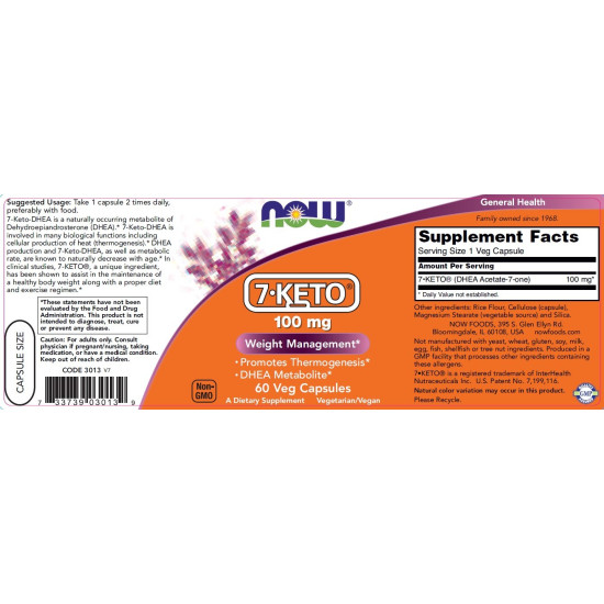 Now Foods 7-Keto DHEA 100mg 60 Capsules