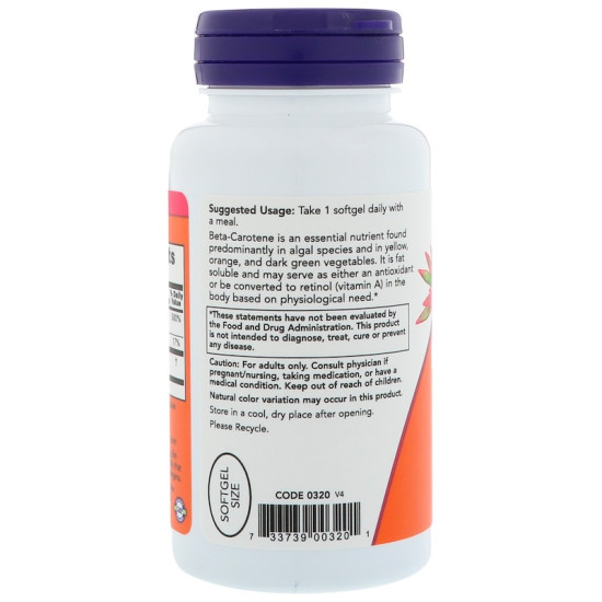 Now Foods Beta-Carotene 25,000iu 90 Softgels