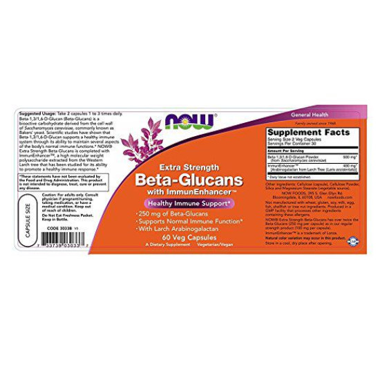 Now Foods Beta-Glucans Extra Strength 250mg 60 Capsules