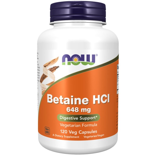 Now Foods Betaine HCl 648mg 120 Capsules