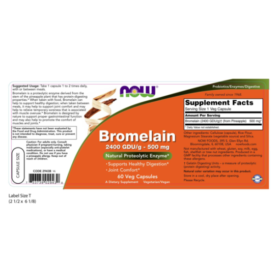 Now Foods Bromelain 500mg 60 Capsules