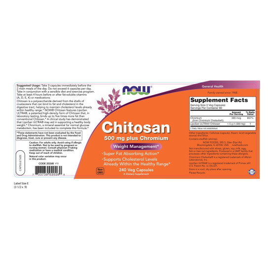 Now Foods Chitosan 500mg 120 Capsules