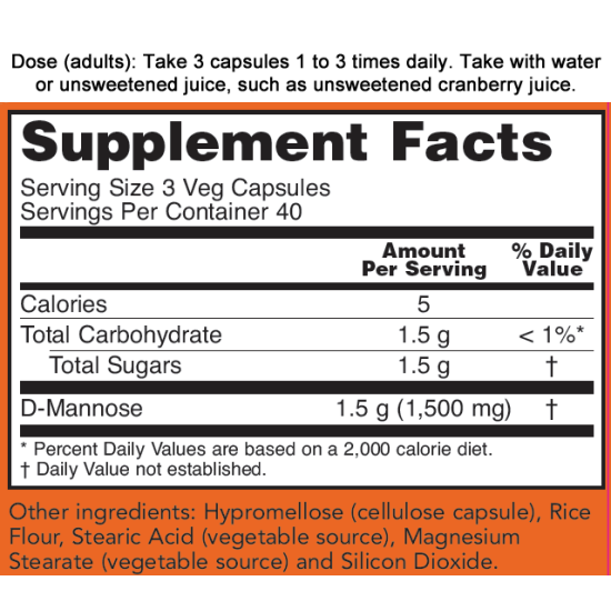 Now Foods D-Mannose 120 Capsules