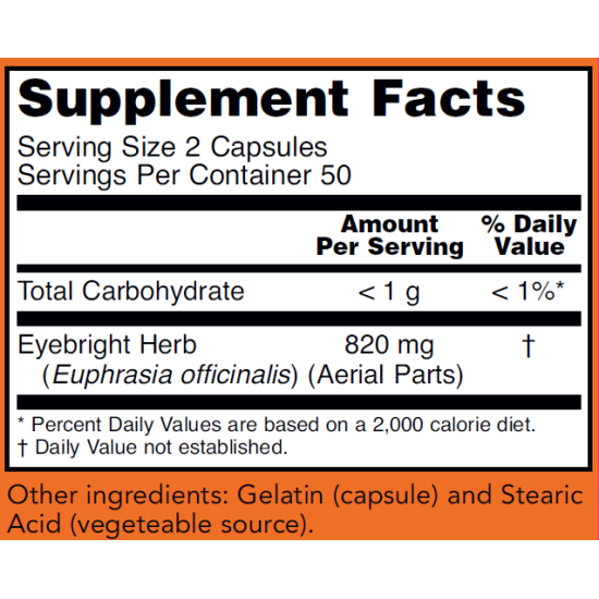 Now Foods Eyebright Herb 410mg 100 Capsules