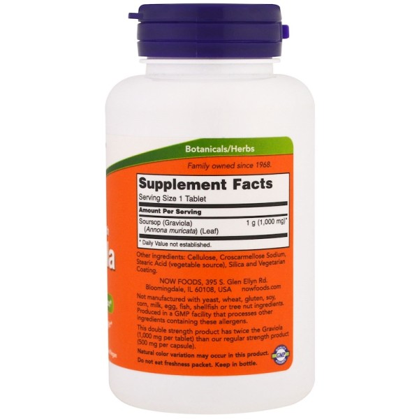 Now Foods Graviola Double Strength 1000mg 90 Tablets