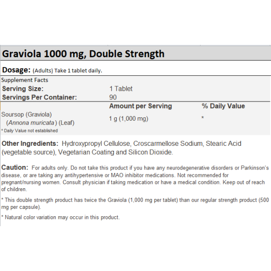 Now Foods Graviola Double Strength 1000mg 90 Tablets