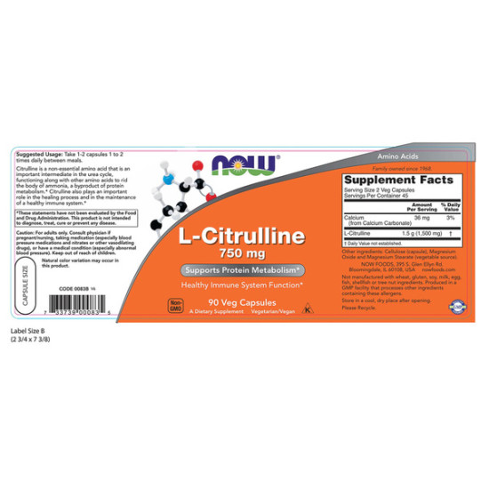 L-Citrulline 750mg - Improve Blood Flow