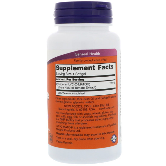 Now Foods Lycopene 10mg 60 Softgels