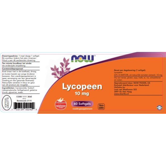 Now Foods Lycopene 10mg 60 Softgels