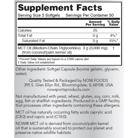 Now Foods MCT Oil 1000mg 150 Softgels