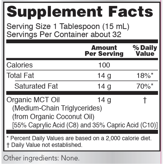 Now Foods MCT Oil Organic Derived From Coconut Oil 473ml