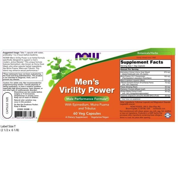Now Foods Men's Virility Power 60 Capsules