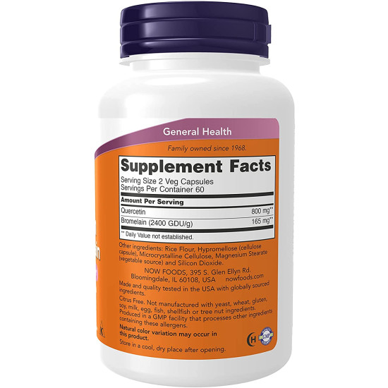 Now Foods Quercetin with Bromelain 120 Capsules