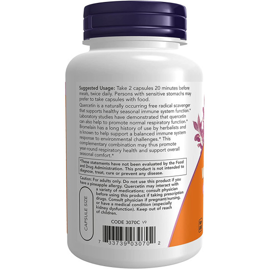 Now Foods Quercetin with Bromelain 120 Capsules