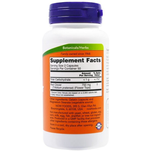 Now Foods Red Clover 375mg 100 Capsules