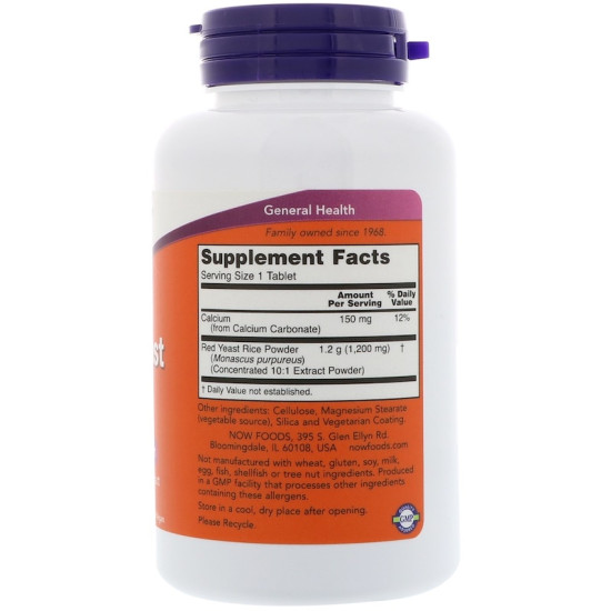 Now Foods Red Yeast Rice 1200mg 60 Tablets