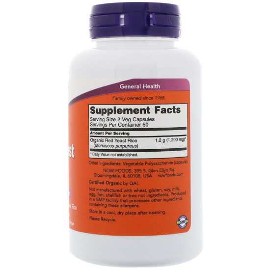 Now Foods Red Yeast Rice 600mg 120 Capsules