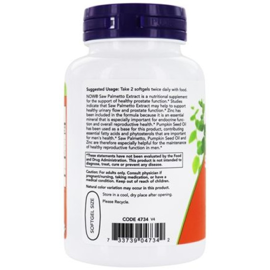 Now Foods Saw Palmetto Extract 80mg 90 Softgels