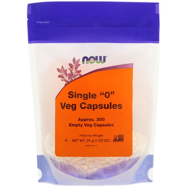 Now Foods Single 0 Empty Veggie Capsules 300 Capsules