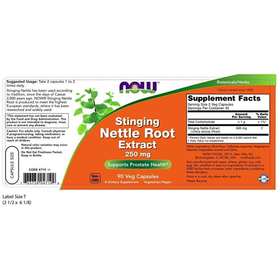 Now Foods Stinging Nettle Root Extract 250mg 90 Capsules