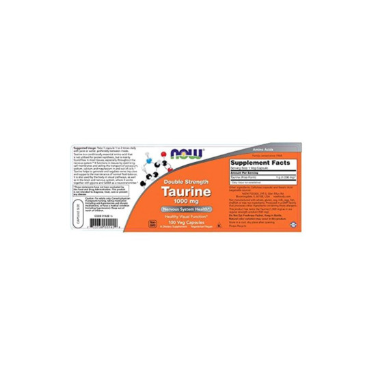 Now Foods Taurine Double Strength 1000mg 100 Capsules