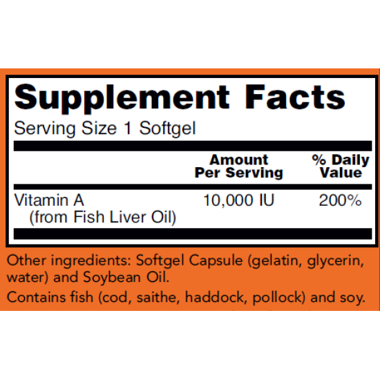 Now Foods Vitamin A 10000IU 100 Softgels