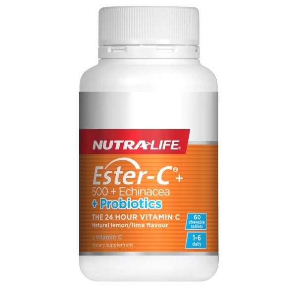 Nutralife Ester C 500 Echinacea + Probiotics 60 Chewable