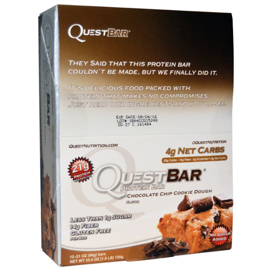 Quest Protein Bar (12 per box) - Chocolate Chip Cookie Dough