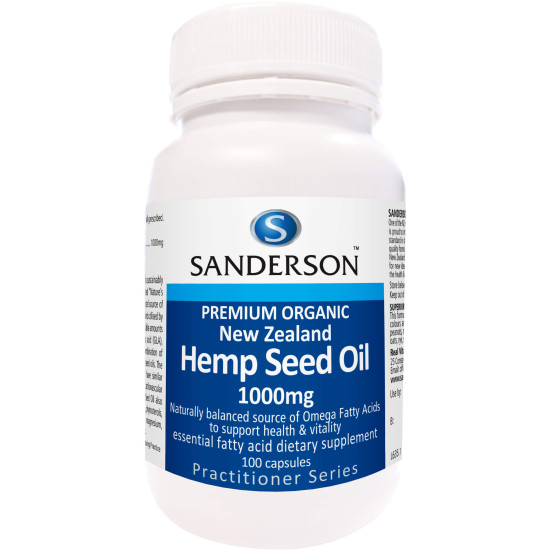 Sanderson Certified Organic NZ Hemp Seed Oil 1000mg 100 Capsules