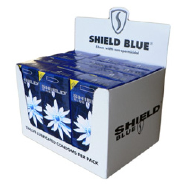 Shield Blue Condoms 53mm Width 12 x 12 Pk