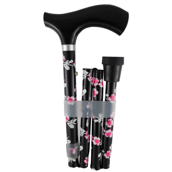 Surgical Basics Folding Walking Stick blossom