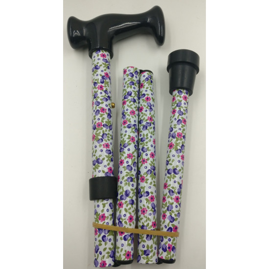 Folding Walking Stick White Floral