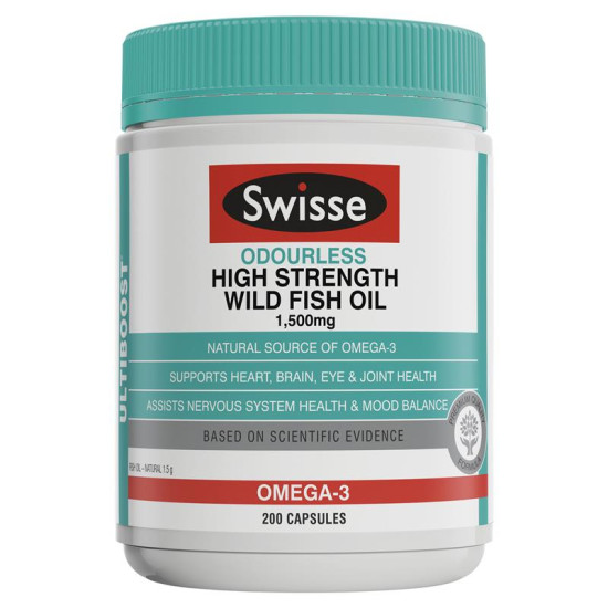 Swisse Ultiboost Wild Odourless Fish Oil 200 Capsules