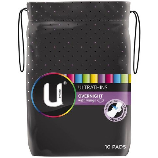 U By Kotex Ultrathins Pads Overnight Wings 10pk