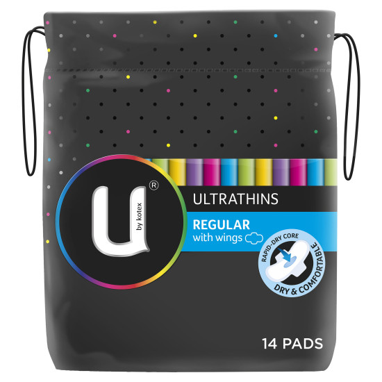 U By Kotex Ultrathins Pads Regular Wings 14pk