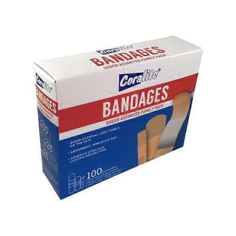 Coralite Bandage Sheer Family Pack Plasters 100 Pieces
